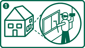 Illustration eines Einbruchsversuchs an einem Hausfenster, der den ersten Schritt einer Alarmaufschaltung symbolisiert.